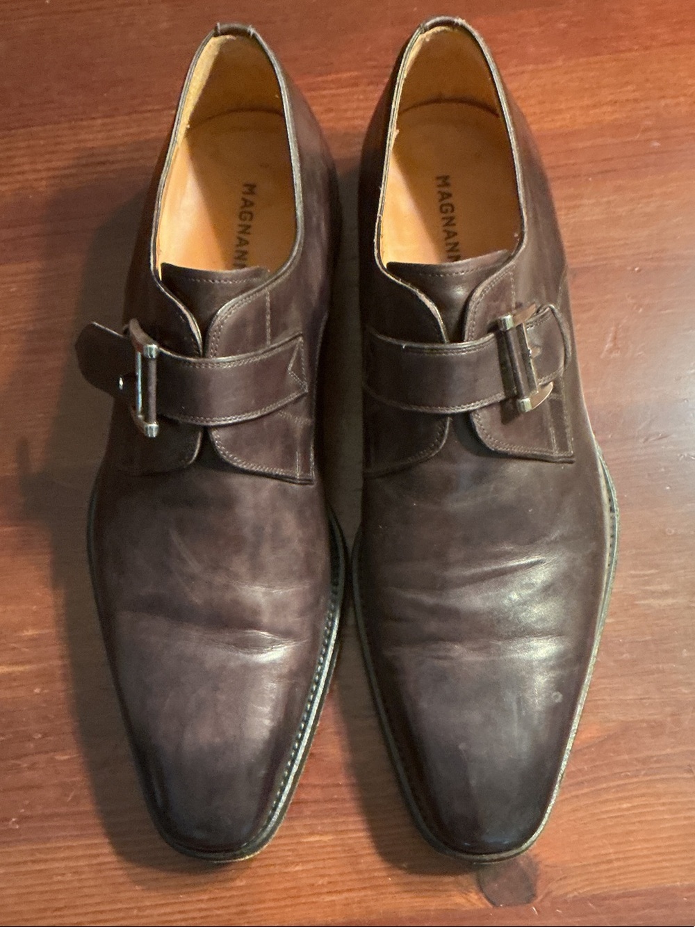 Magnanni Brown Single Monk Strap Leather Shoes